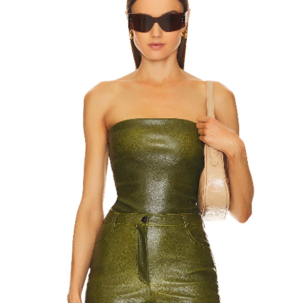 Killa Faux Leather Bandeau Top